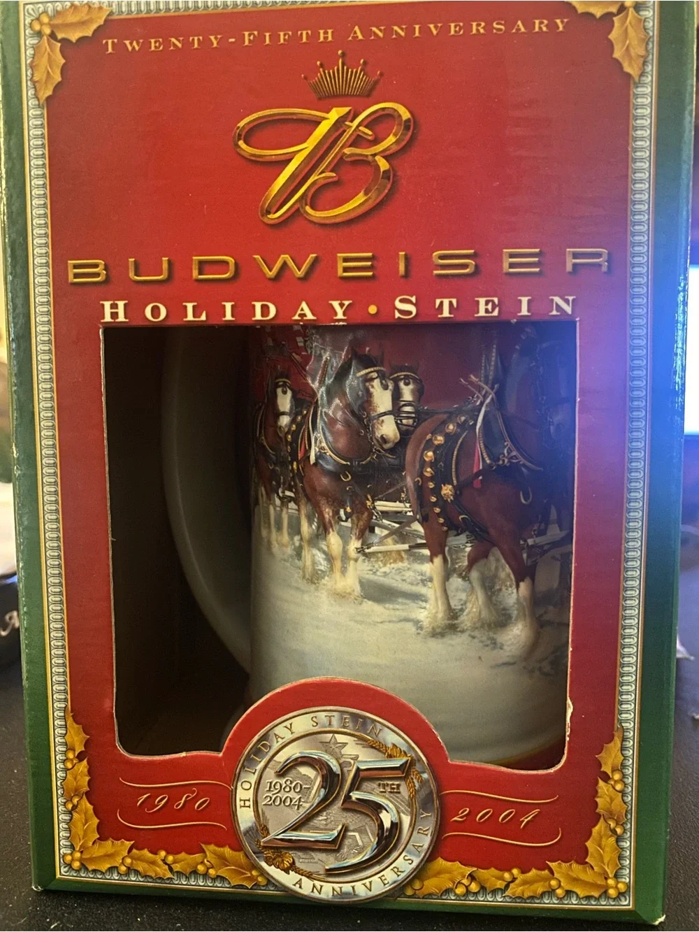 PRICE DROP Budweiser 2004 Holiday Stein - 25th Anniversary
